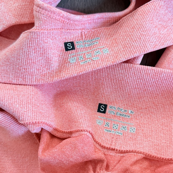 Butt lifting contour seamless biker shorts & pink sports bra yoga gym set pink - Picture 6 of 6